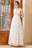Hvit Appliques Tulle Brudekjole