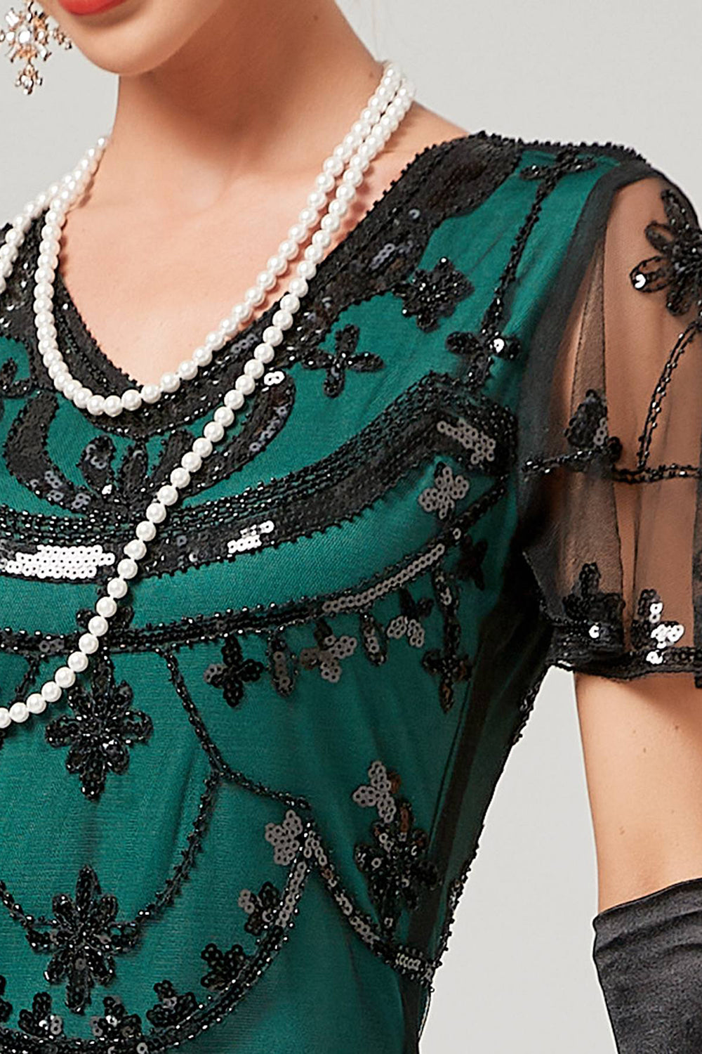 Elfenben Paljetter Lang 1920-tallet Kjole