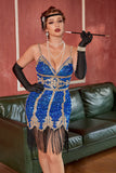 Royal Blue Sequin Short Gatsby 1920-tallet Kjole med frynser