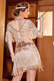 Rose Golden Bateau Neck 1920-tallet Gatsby Kjole Med Frynser