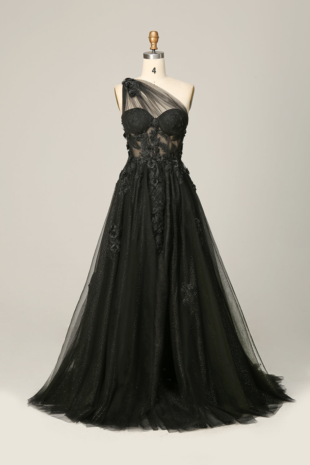Himmelblå A Line One Shoulder Long Prom Kjole med Appliques