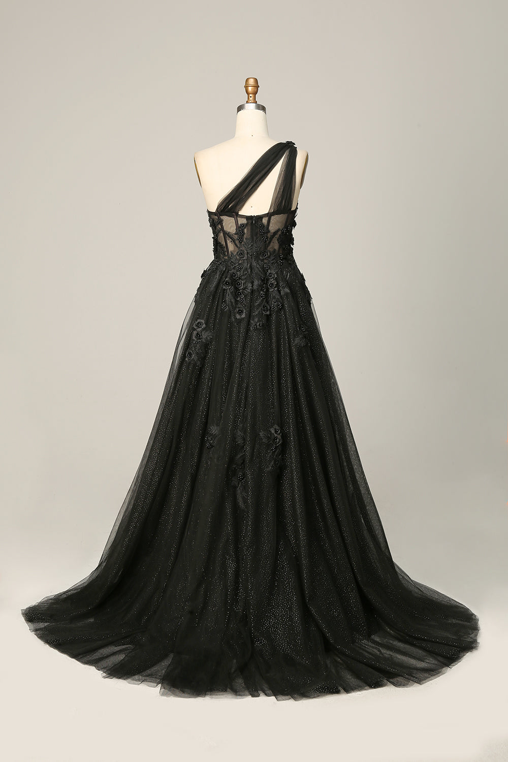 Himmelblå A Line One Shoulder Long Prom Kjole med Appliques
