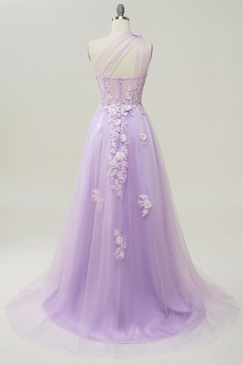 Himmelblå A Line One Shoulder Long Prom Kjole med Appliques