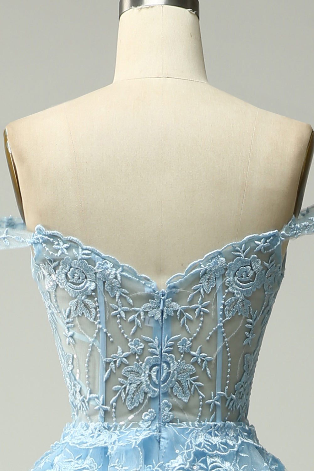 Princess A Line Off the Shoulder Blue Long Prom kjole med Appliques