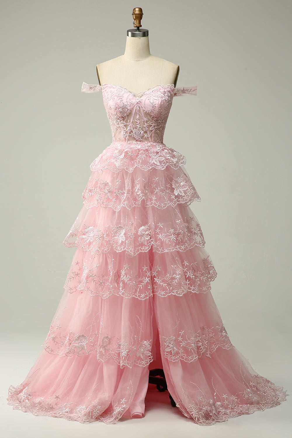 Princess A Line Off the Shoulder Blue Long Prom kjole med Appliques
