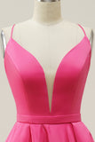 Fuchsia Halter A-Line Prom kjole