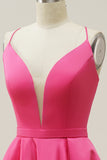 Fuchsia Halter A-Line Prom kjole