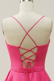 Fuchsia Halter A-Line Prom kjole