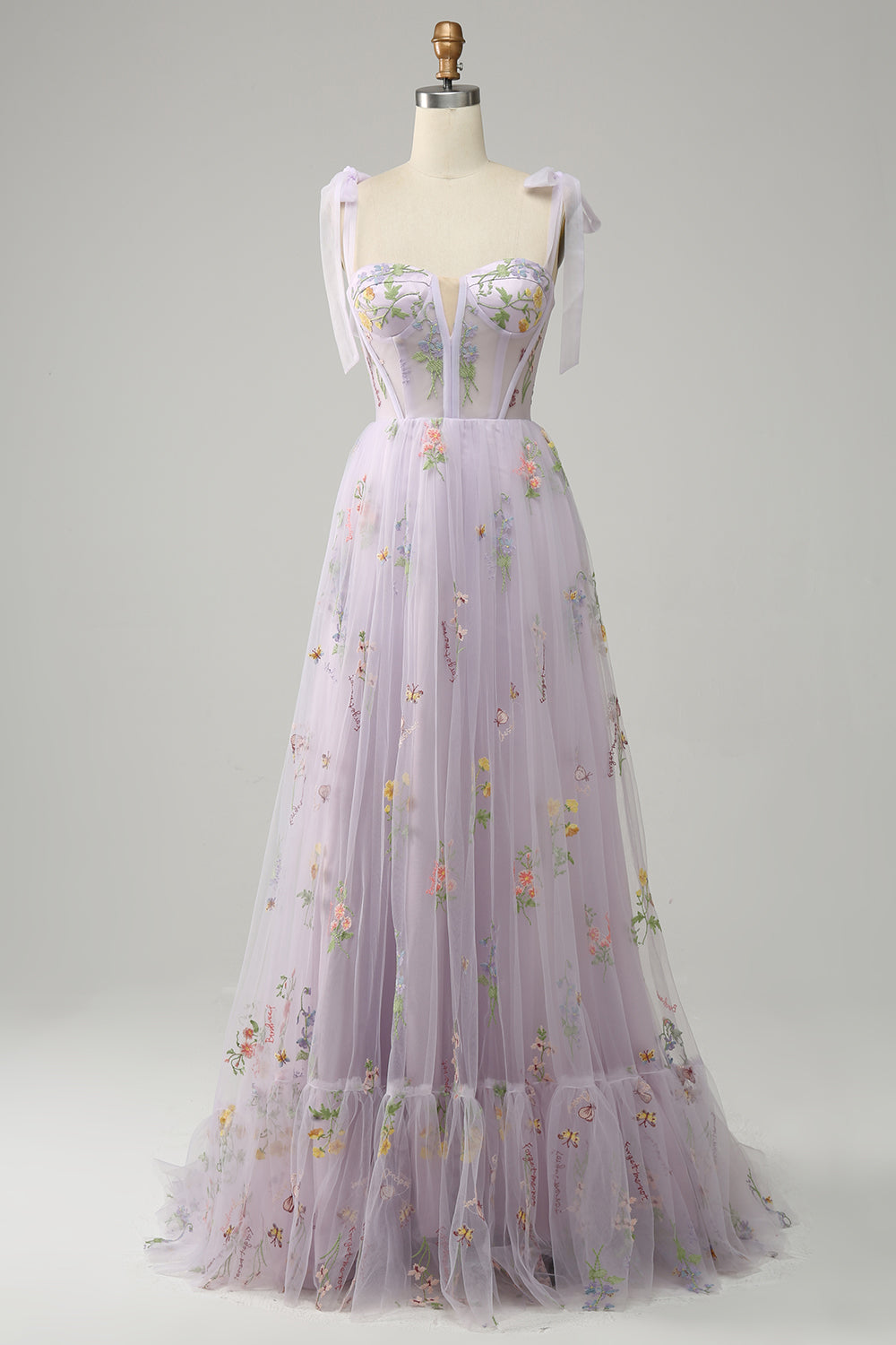 Lilac Broderi Korsett Long Prom kjole