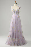 Lilac Broderi Korsett Long Prom kjole
