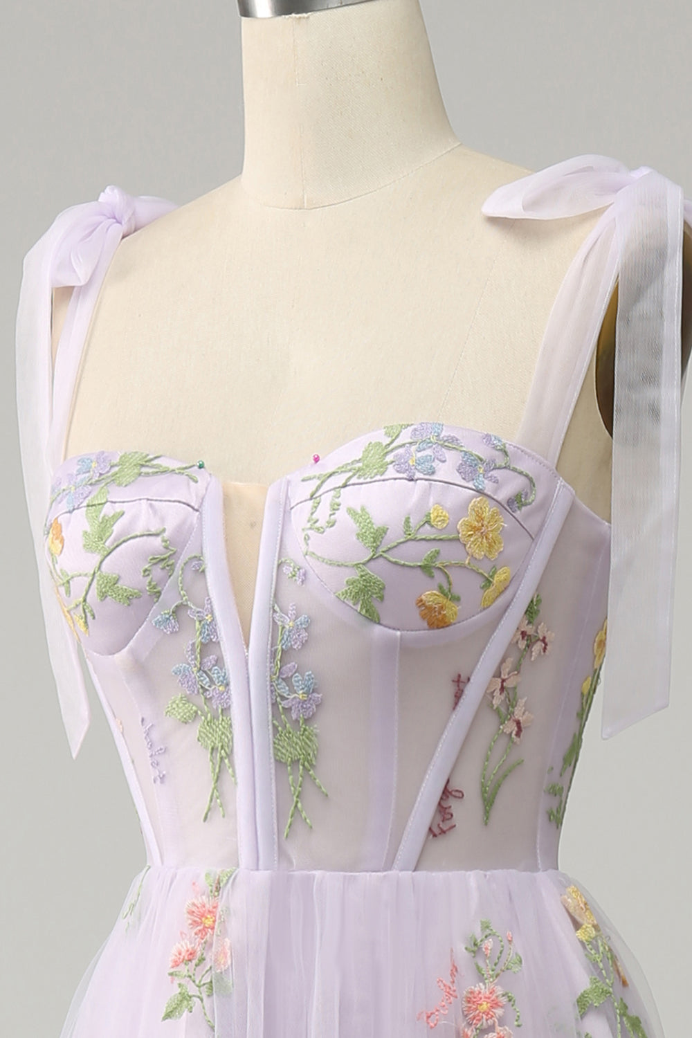 Lilac Broderi Korsett Long Prom kjole