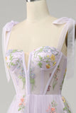 Lilac Broderi Korsett Long Prom kjole