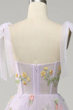 Lilac Broderi Korsett Long Prom kjole