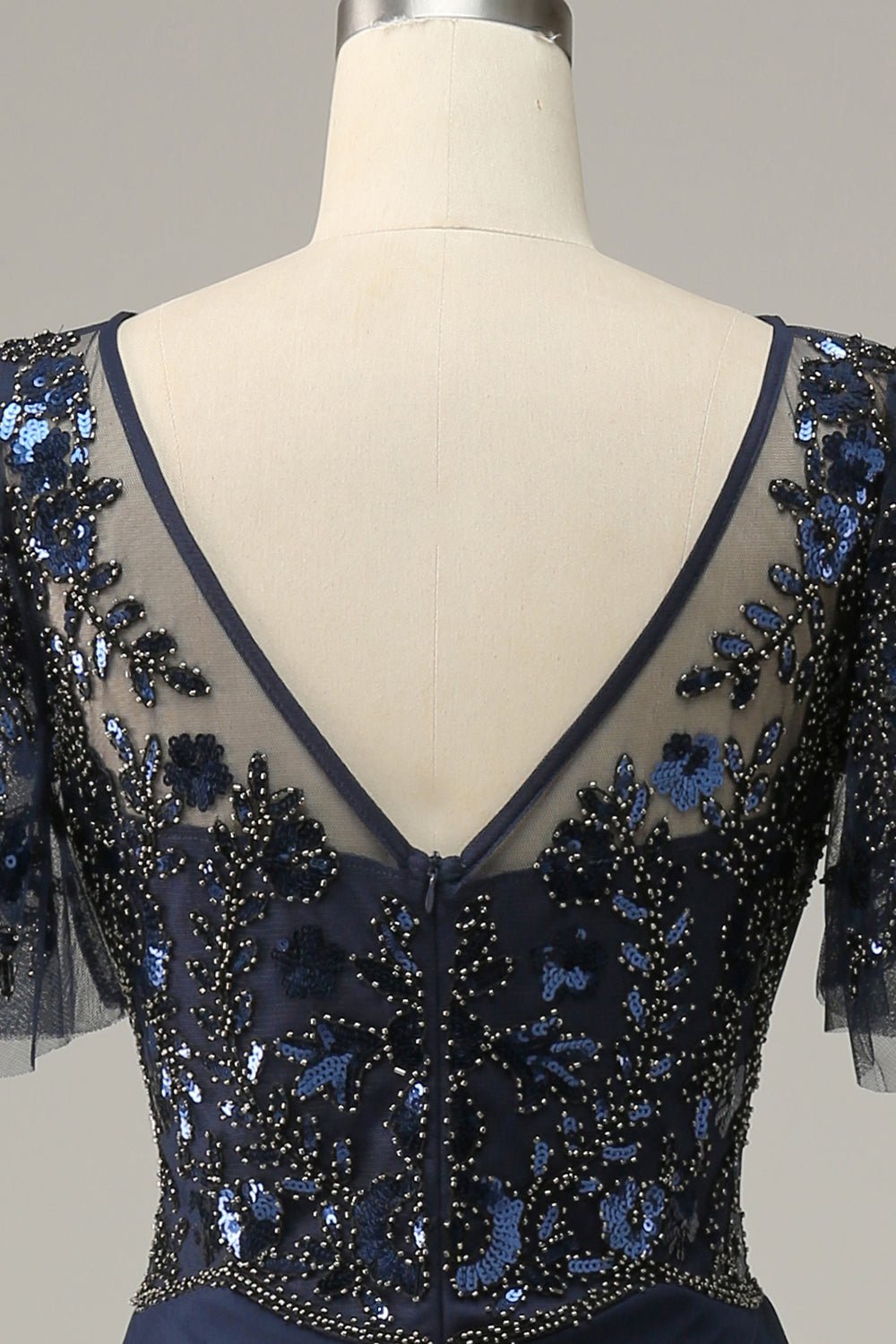 Navy Appliques Sequin mor til Bride Dress