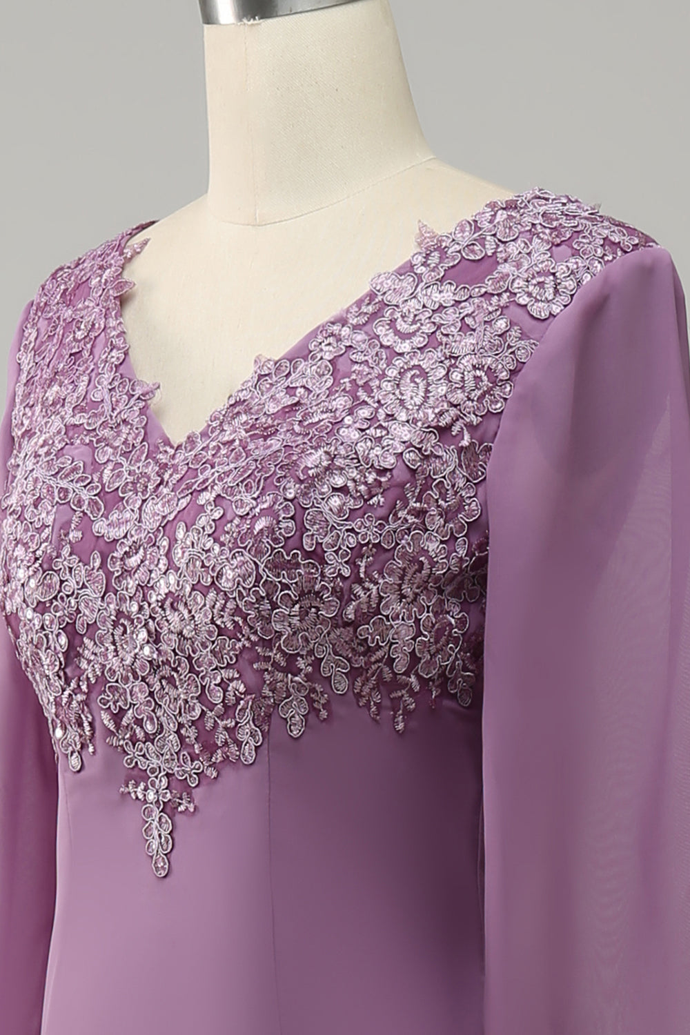 Grey Purple Mermaid Chiffon Mor til bruden kjole med blonder