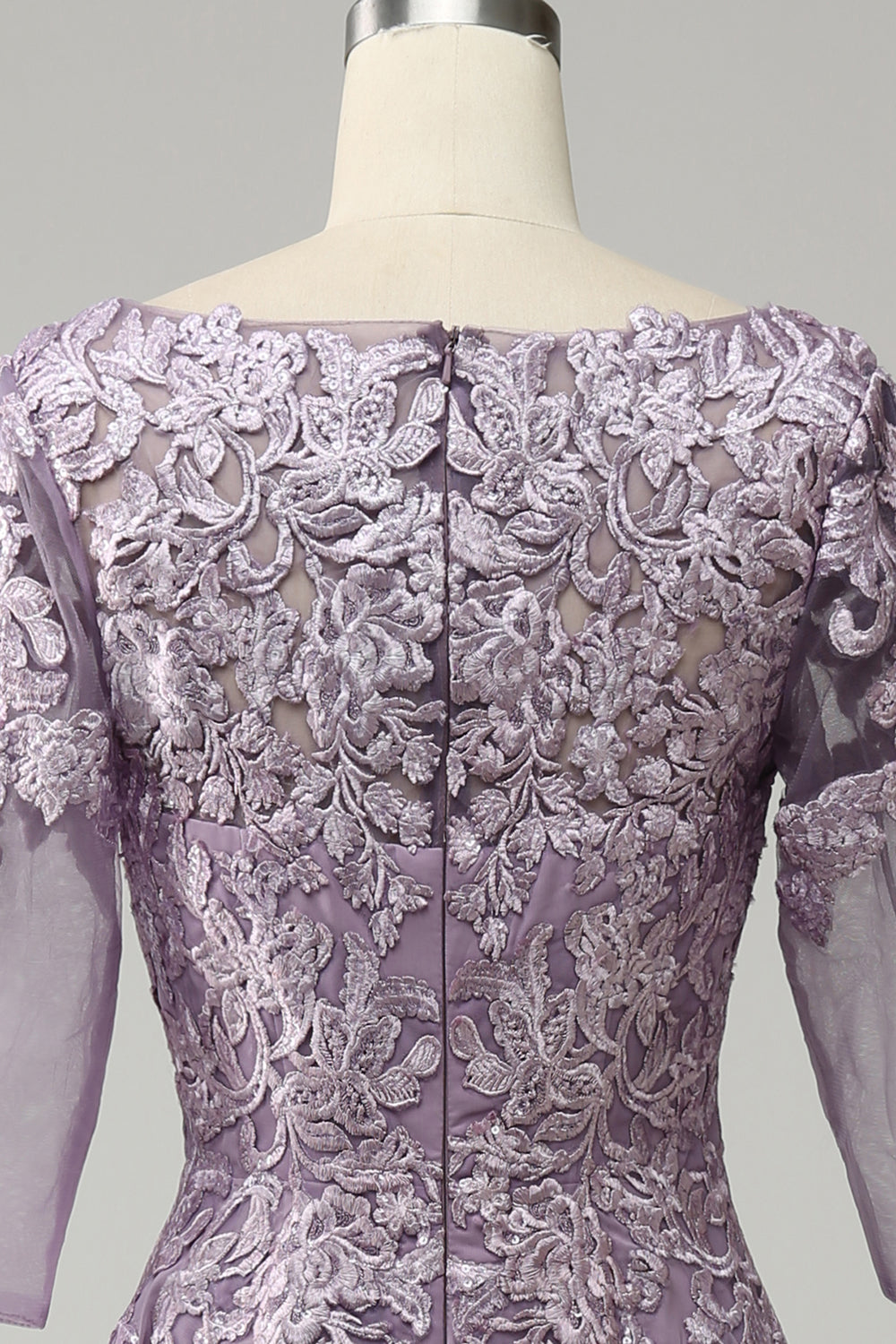 Grey Purple Chiffon Mor til bruden kjole med blonder
