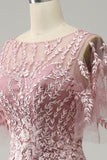 Grey Pink Mermaid Tulle Mor til bruden kjole med blonder