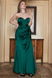 Sheath Sweetheart Dark Green Long Prom Kjole med Split Front