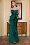 Sheath Sweetheart Dark Green Long Prom Kjole med Split Front