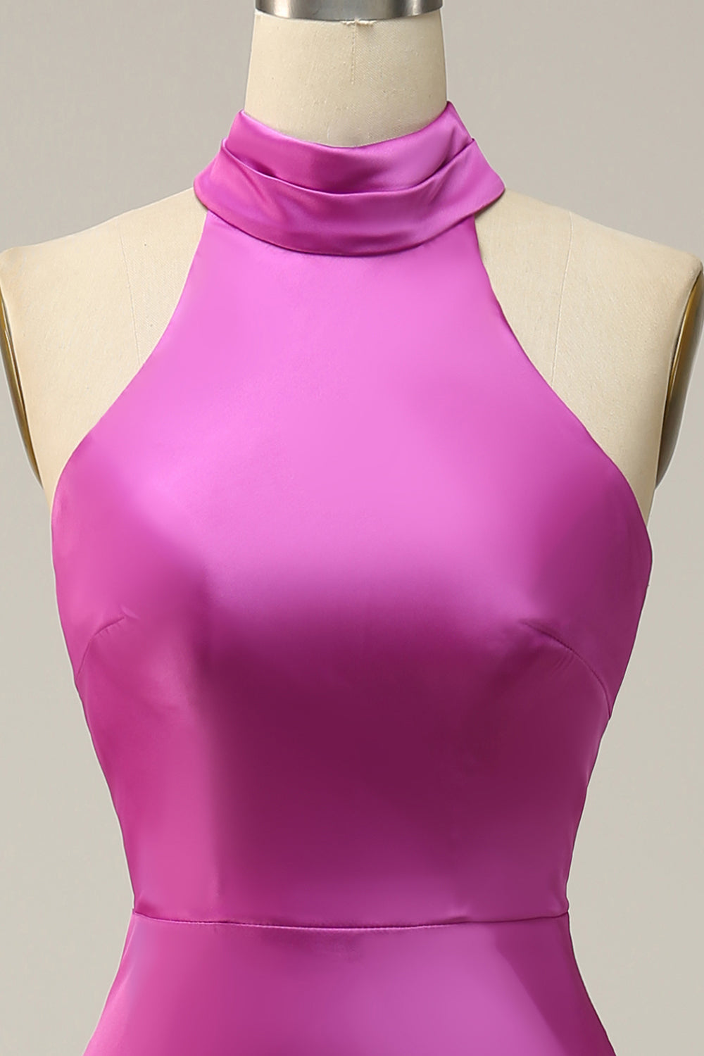Halter Satin Fuchsia brudepike kjole