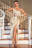 Champagne Spaghetti stropper Gatsby frynset flapper kjole