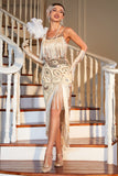 Champagne Spaghetti stropper Gatsby frynset flapper kjole