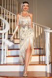 Champagne Spaghetti stropper Gatsby frynset flapper kjole