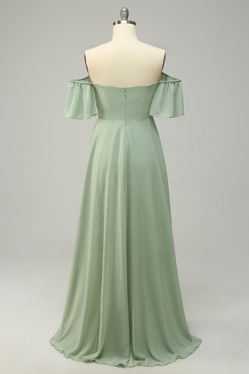 En linje av skulderen Grønn Long Bridesmaid kjole med Ruffles
