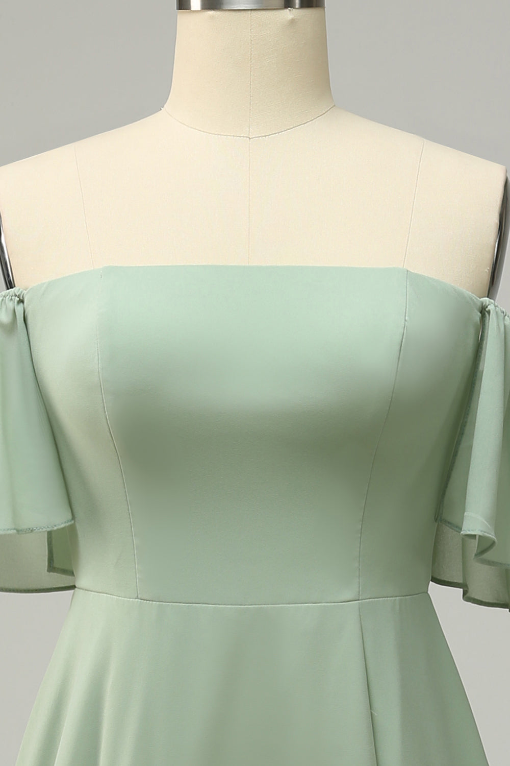 En linje av skulderen Grønn Long Bridesmaid kjole med Ruffles