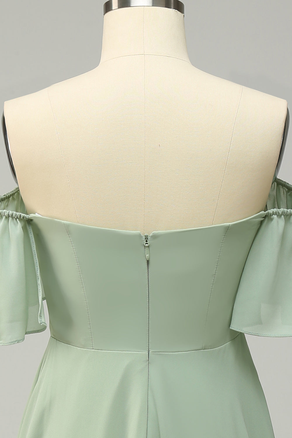 En linje av skulderen Grønn Long Bridesmaid kjole med Ruffles