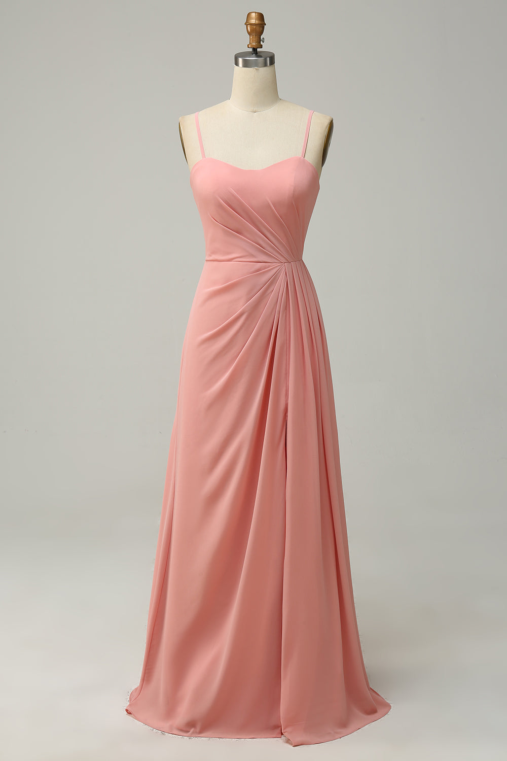 Grønn drapert Long Chiffon brudepike kjole
