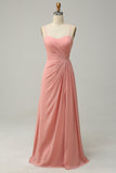 Grønn drapert Long Chiffon brudepike kjole