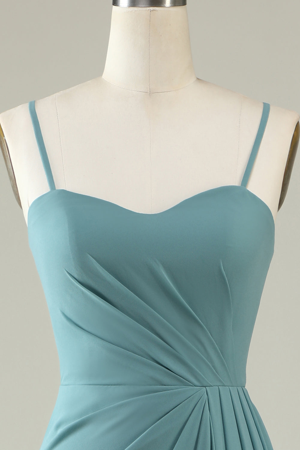 Grønn drapert Long Chiffon brudepike kjole