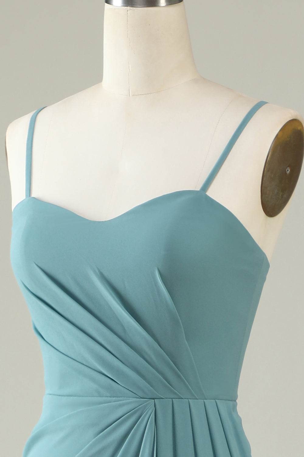 Grønn drapert Long Chiffon brudepike kjole