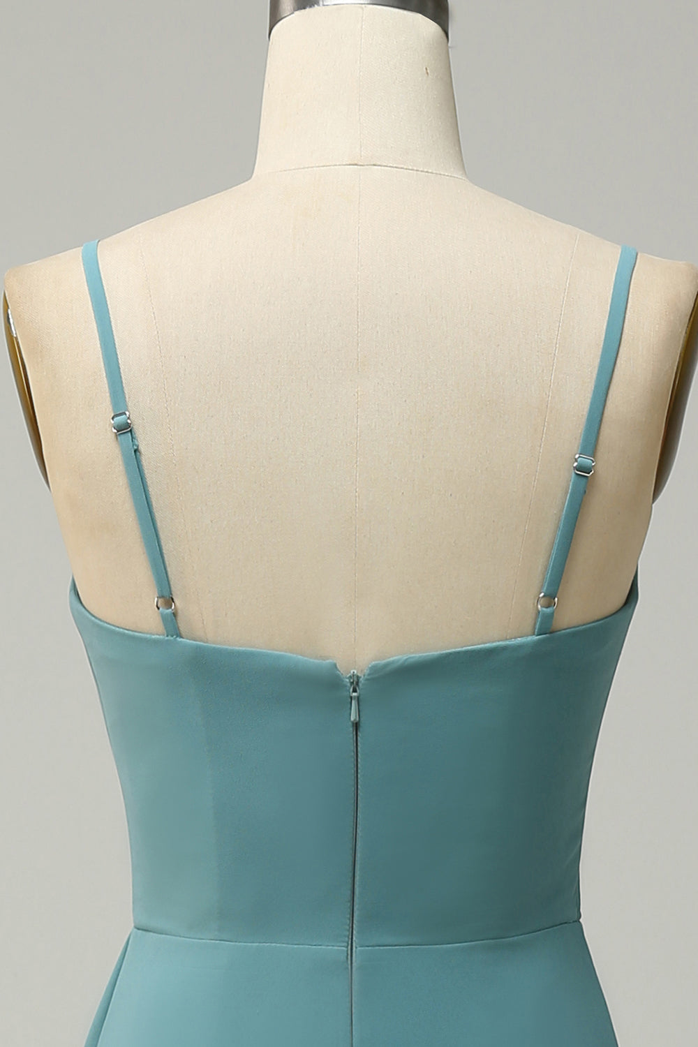 En linje Spaghetti stropper Blush Long brudepike kjole med delt front