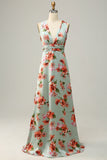 A Line Halter Neck Copper Long Bridesmaid Dress med Criss Cross Back