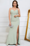Mermaid Spaghetti stropper Light Green Plus Size Prom kjole med Criss Cross Back