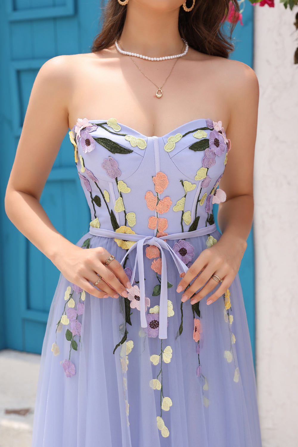 Lavendel A Line Sweetheart Prom kjole med Appliques