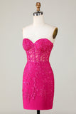 Hot Selling Bodycon Sweetheart Lilla korsett Homecoming kjole med Appliques