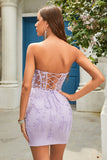 Bodycon Sweetheart Black Corset Kort Homecoming kjole med applikasjoner
