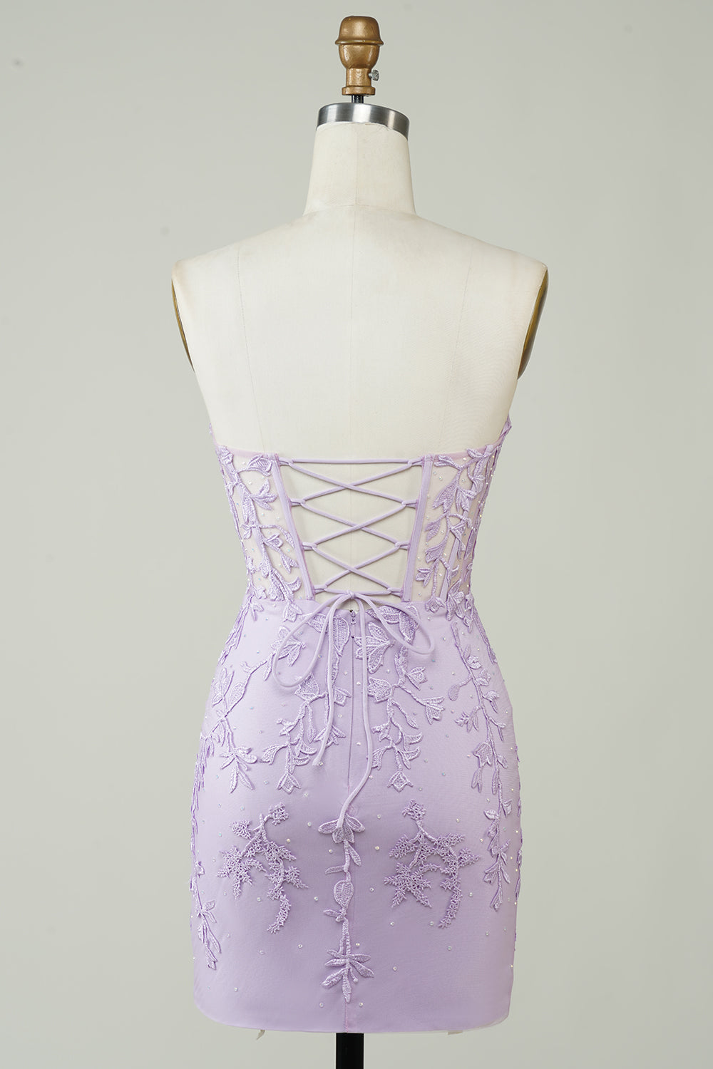 Hot Selling Bodycon Sweetheart Lilla korsett Homecoming kjole med Appliques