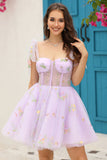 Lavendel Korsett Broderi Kort Homecoming Dress