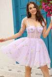 Lavendel Korsett Broderi Kort Homecoming Dress