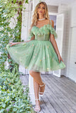 Cute A Line Lavender Off the Shoulder Corset Homecoming Dress med Ruffles