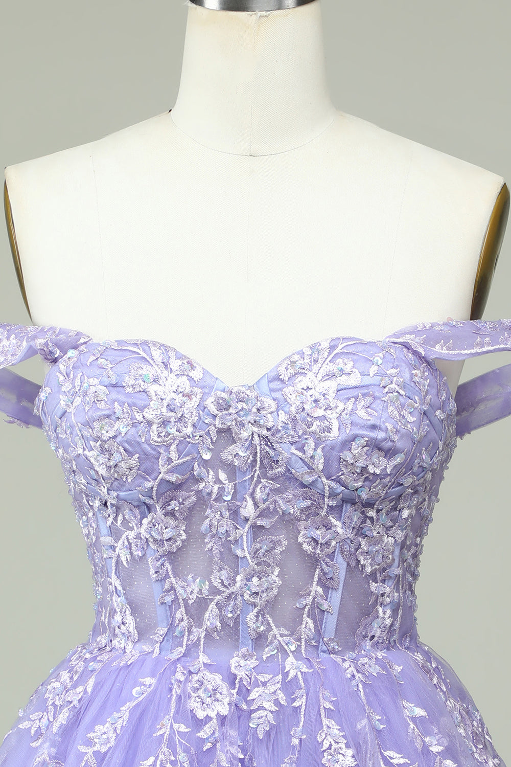 En linje av skulderen Lilac Corset Homecoming kjole med Appliques