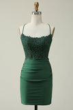 Slire Spaghetti stropper Royal Blue Short Homecoming Dress med Appliques