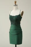 Slire Spaghetti stropper Royal Blue Short Homecoming Dress med Appliques