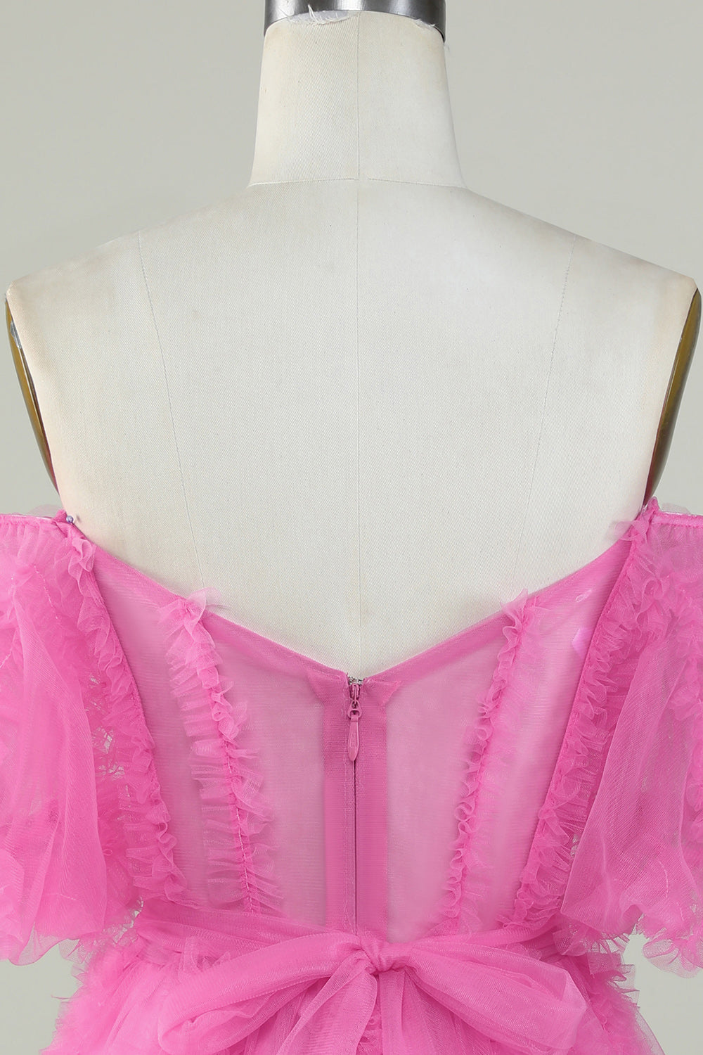 Søt en linje av skulderen Rosa tyll Homecoming kjole