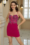 Spaghetti stropper Sparkly Tight Homecoming kjole med Beaded