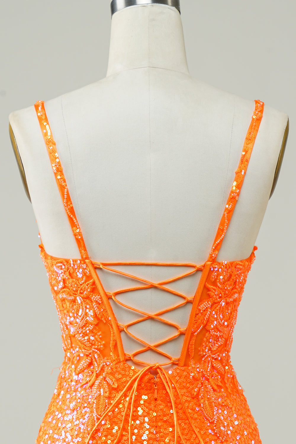 Glitter Orange Tight Homecoming kjole med Beaded
